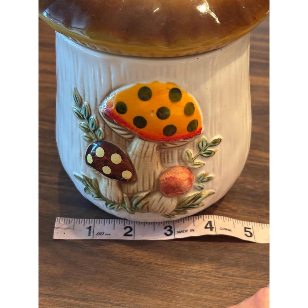 Vintage 1978 Sears & Roebuck Ceramic Mushroom Canister Embossed Cookie Jar - Picture 11 of 12